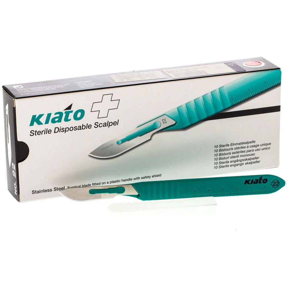 Kiato Premium Sterile Surgical Scalpel Blades with Handle 10/pk