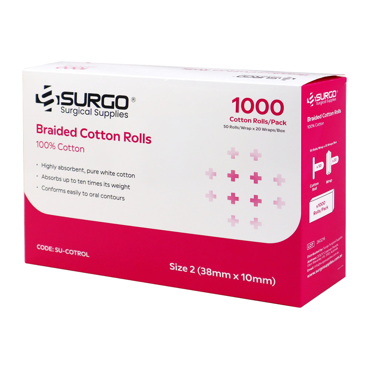 SURGO Braided Cotton Dental Rolls 5000 Rolls VALUE BOX
