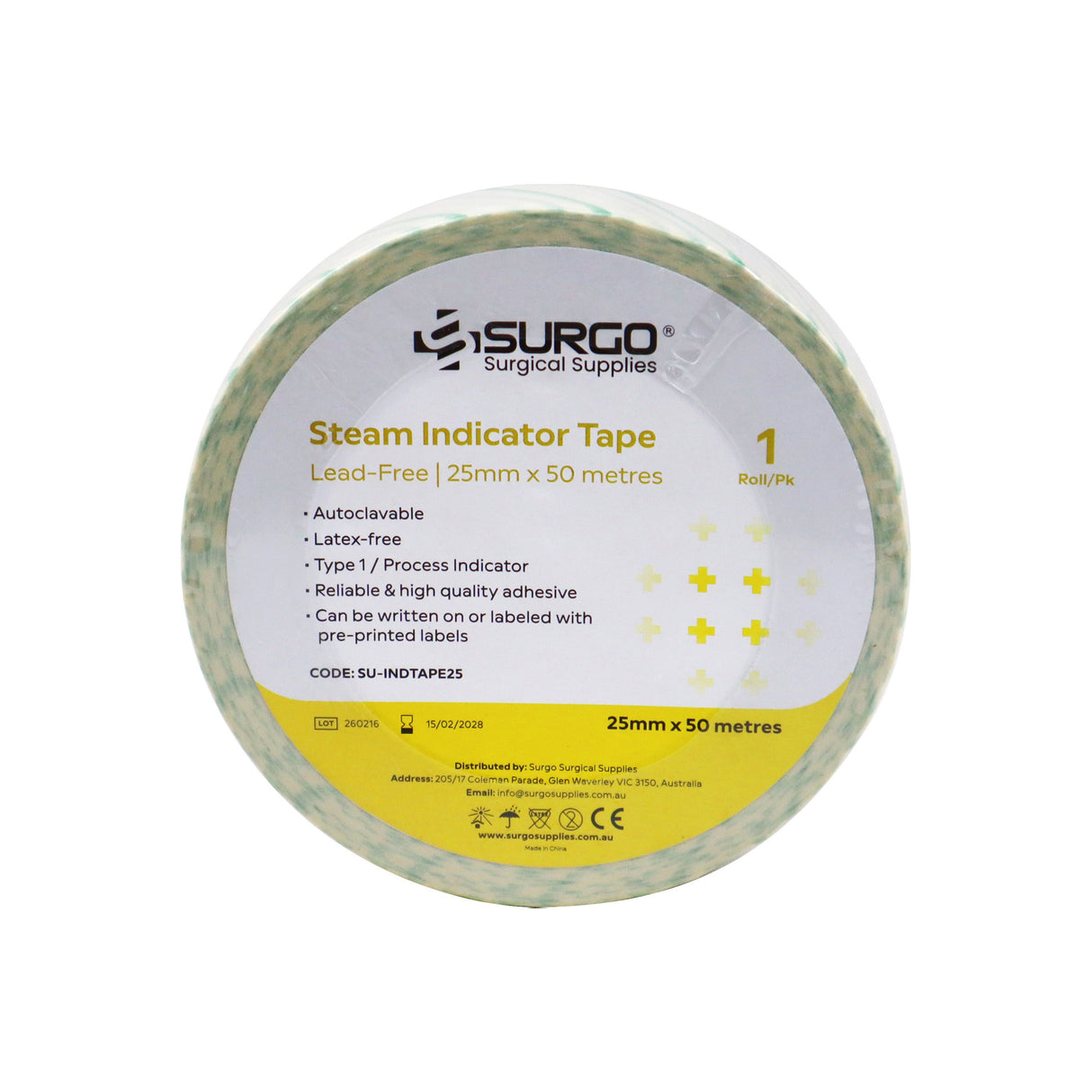 SURGO Lead-Free Steam Indicator Tape 1/pk