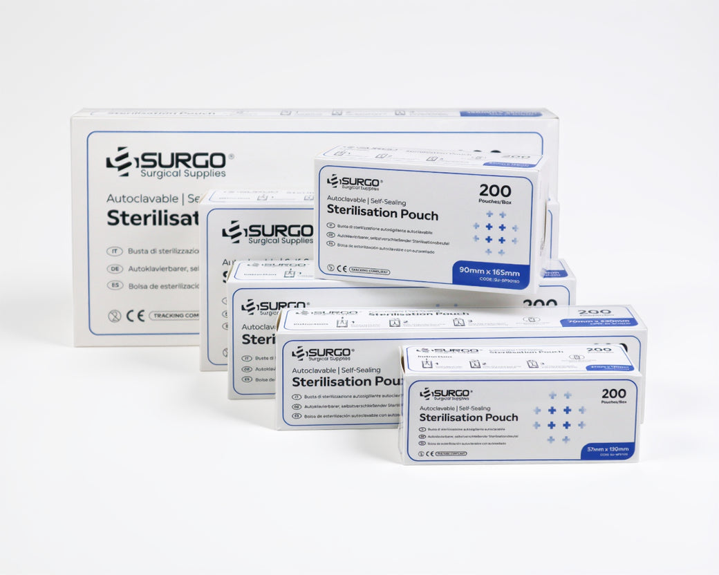 SURGO Self-Sealing Autoclave Sterilisation Pouches 6 x 200/pk VALUE BOX